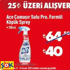 ACE ÇAMAŞIR SULU PRO. FORMÜL KÖPÜK SPREY